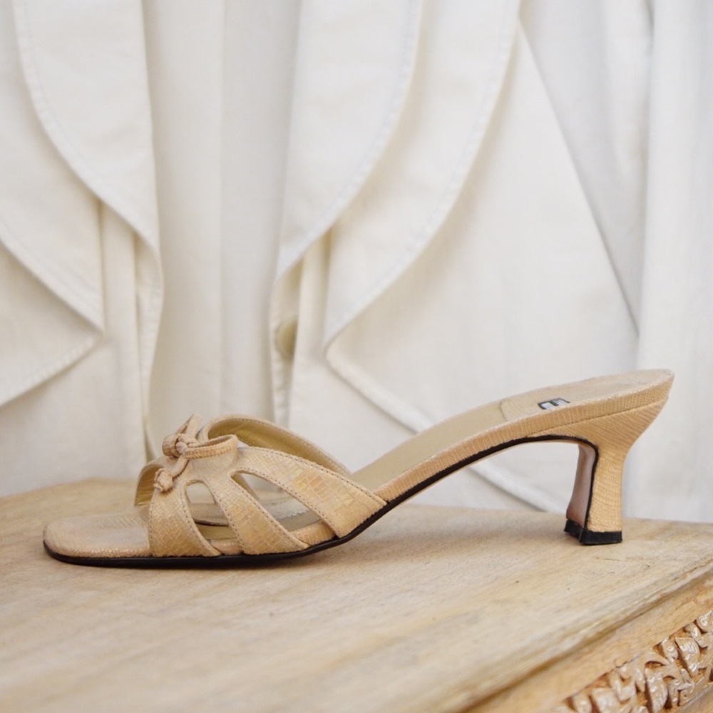 Stuart Weitzman metallic cream slip- on Shoes